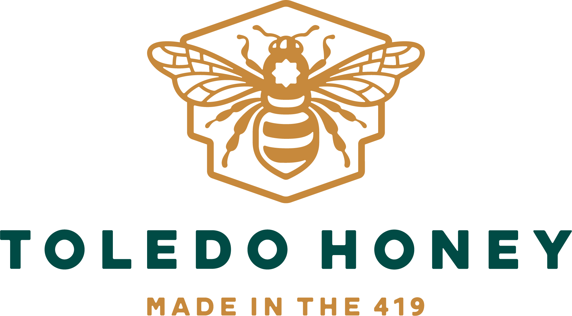 Toledo Honey logo. Bee with Toledo Fort.